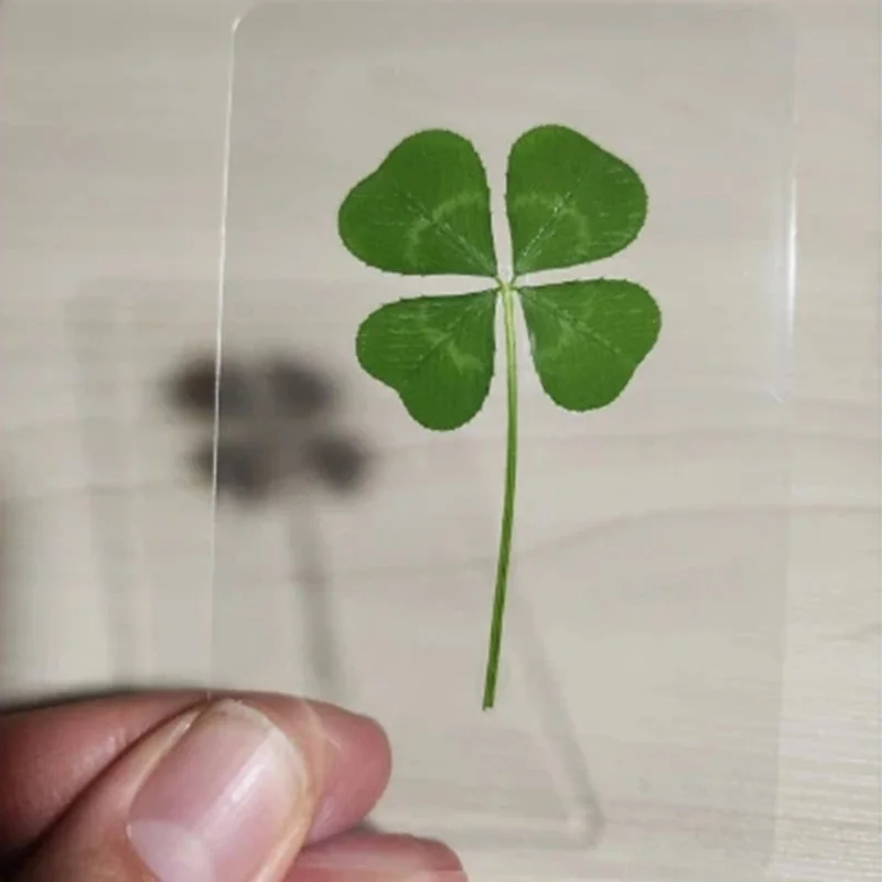 10Pcs Lucky Four Leaf Clover Postcards Acrylic Transparent Grass Lucky Clover For Bookmarks Book Notebook Acrylic Bookmark Cards