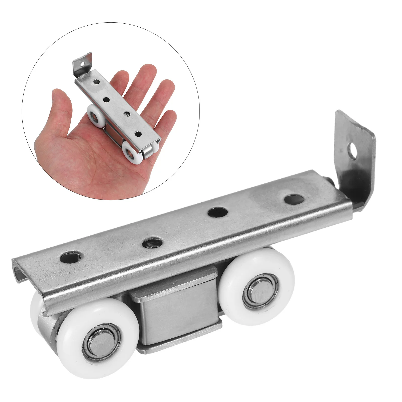 

Stainless Steel Sliding Door Hanging 4-Wheel Pulley Rollers Silent Operation Kitchen Wardrobe Closet Durable Nylon Wheels Space