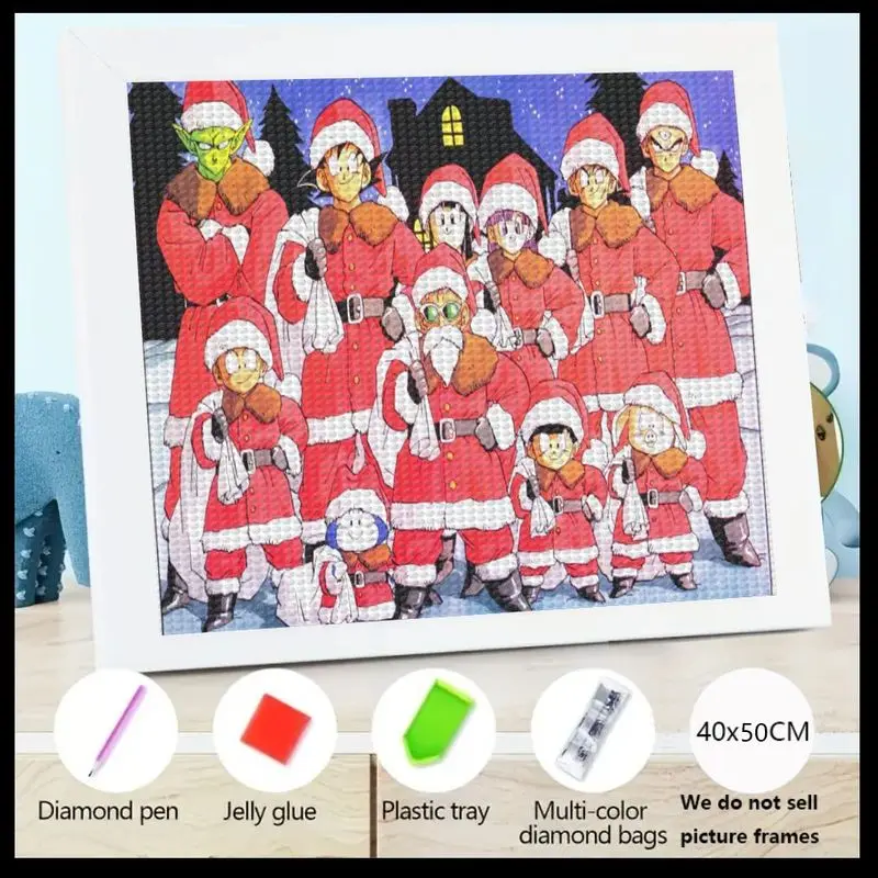 

1 шт. Dragon Ball Z Рождественский набор для алмазной живописи, 5D Полная дрель DIY Аниме Манга Персонажи в качестве Санта-Клауса Праздничное искусство, Гоку Веге