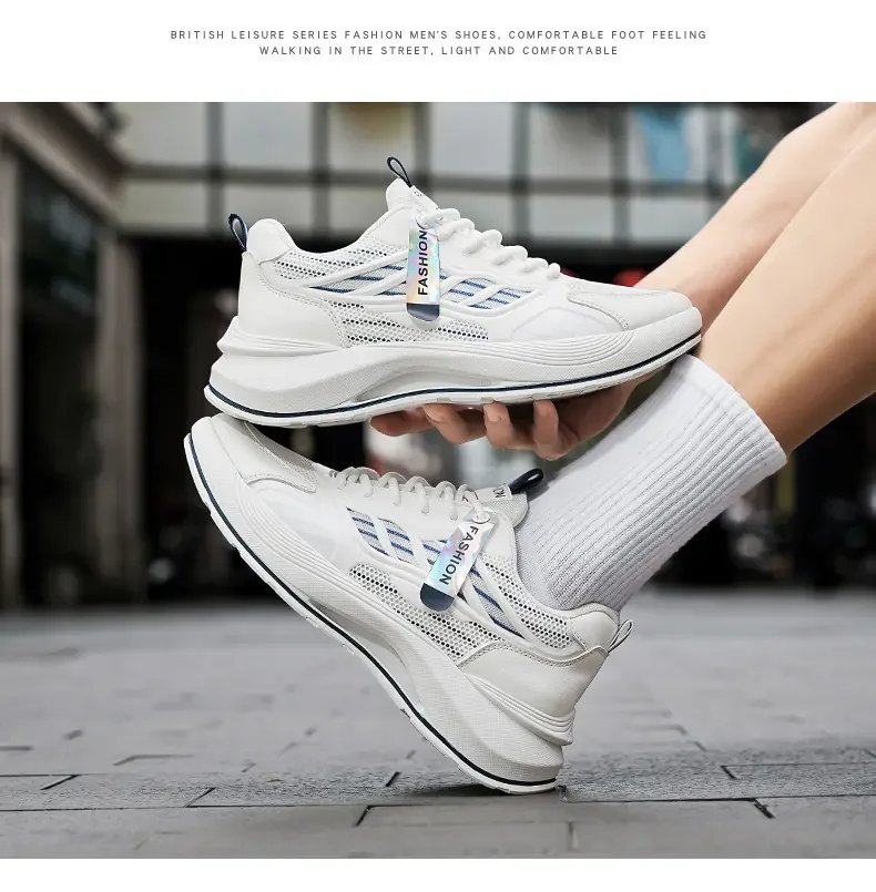 

Stylish Simple Men Sneakers Soft Cushion Footbed Wear Resistant Sole Breathable Material Casual Shoes for Street Daily Use