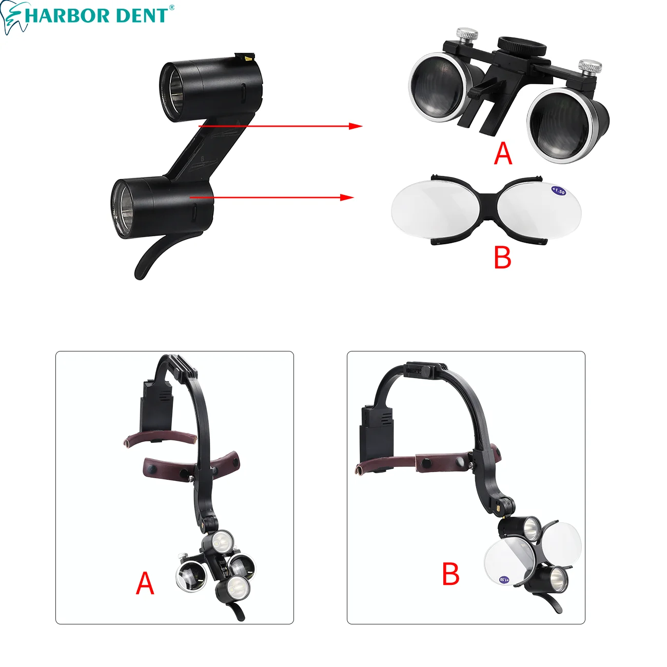 Lámpara de luz de cabeza LED Dental de 5W 2,5X 3,5X lupas binoculares de aumento de faro quirúrgico Dentisit con 2 filtros