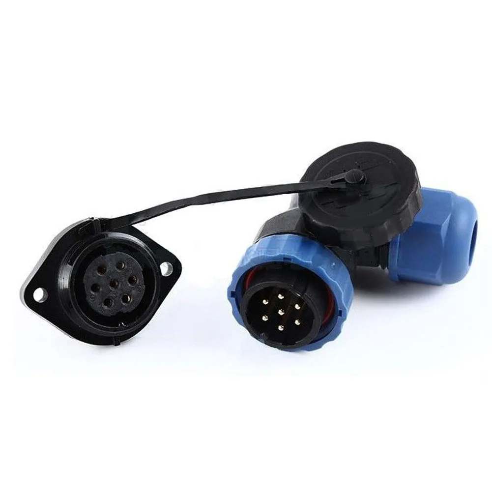 Blue Black 9Pin IP68 Waterproof Docking Connector Flange Elbow Connector for Network Communications and Lighting Systems
