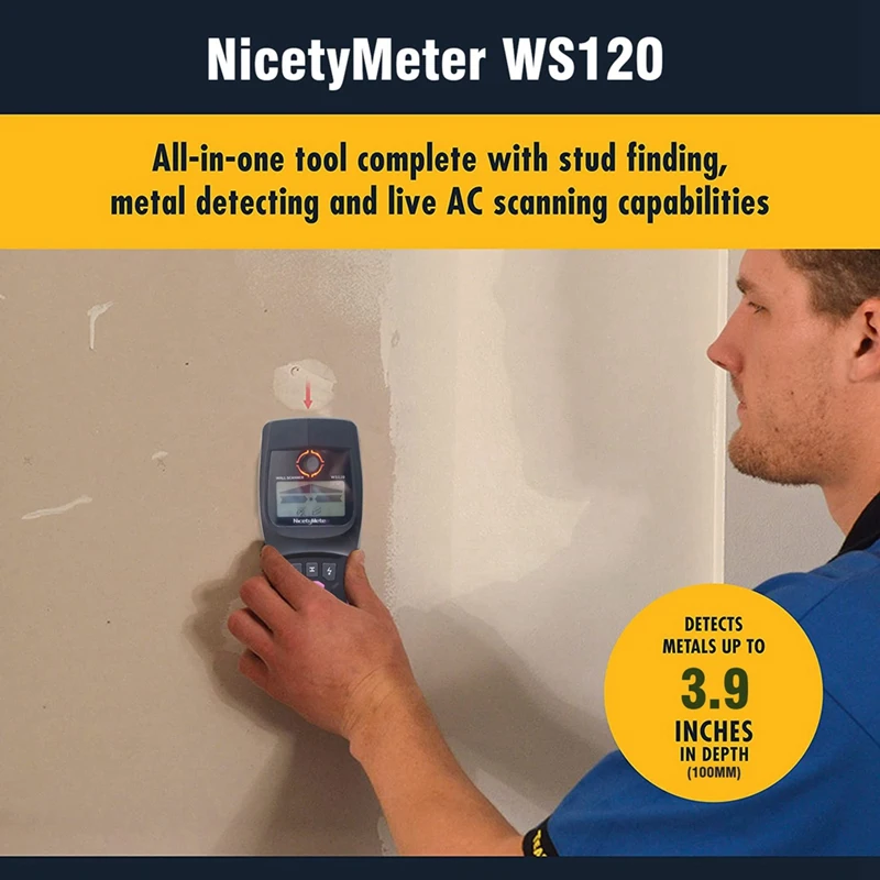 Nicety Meter 5-in-1-Bolzen-Metalldetektor, Wandscanner, AC-Holzsucher, Kabel, Draht, Tiefen-Tracker, Sanitär, Untergrund, WS120