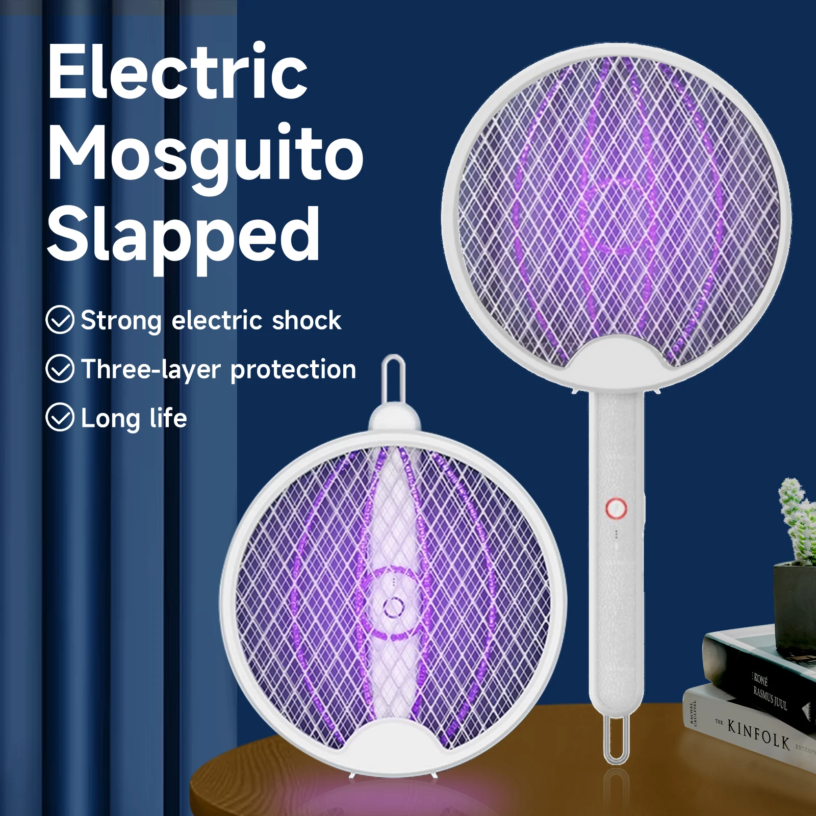 

Electric mosquito slapped Foldable Electric Fly Swatter Racket 2 in 1 Bug Zapper Racket Fly Killer and Mosquito Trap Lamp USB