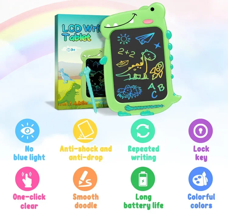 Tablet de escrita lcd para crianças, brinquedos coloridos para crianças, prancheta de desenho, brinquedos educativos para crianças, doodle pad, brinquedos de dinossauro para meninos e meninas