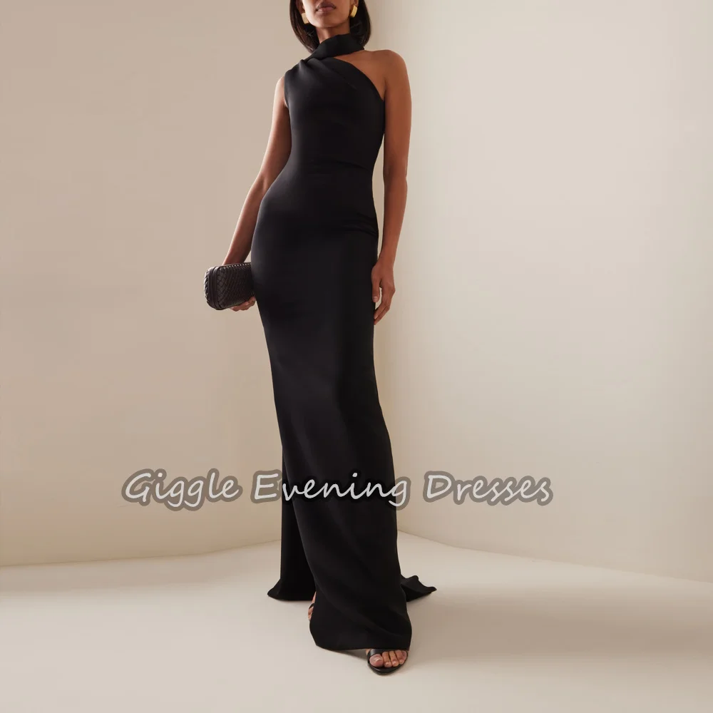 

Giggle Crepe Mermaid Arab One-shoulder Sleeveless Saudi Prom Gown Floor Length Formal Evening Party Dresses for Women 2024