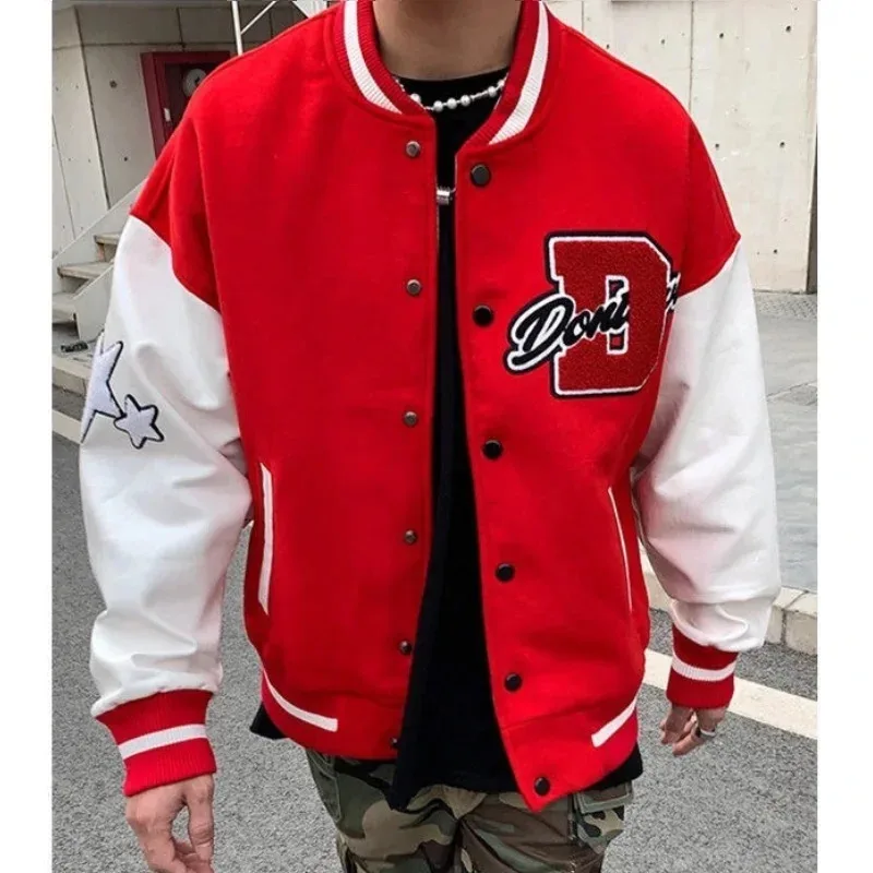 

2025 New American letter towel embroidered jacket coat men's Y2K street hip-hop retro baseball uniform couple casual all-ma★★★★