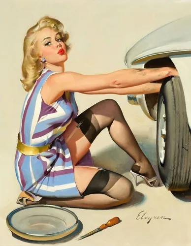 Garage Motor Pin Up Girl Sexy Metallschild für Auto-Werkstatt, Geräteschuppen, Vintage Männerhöhle