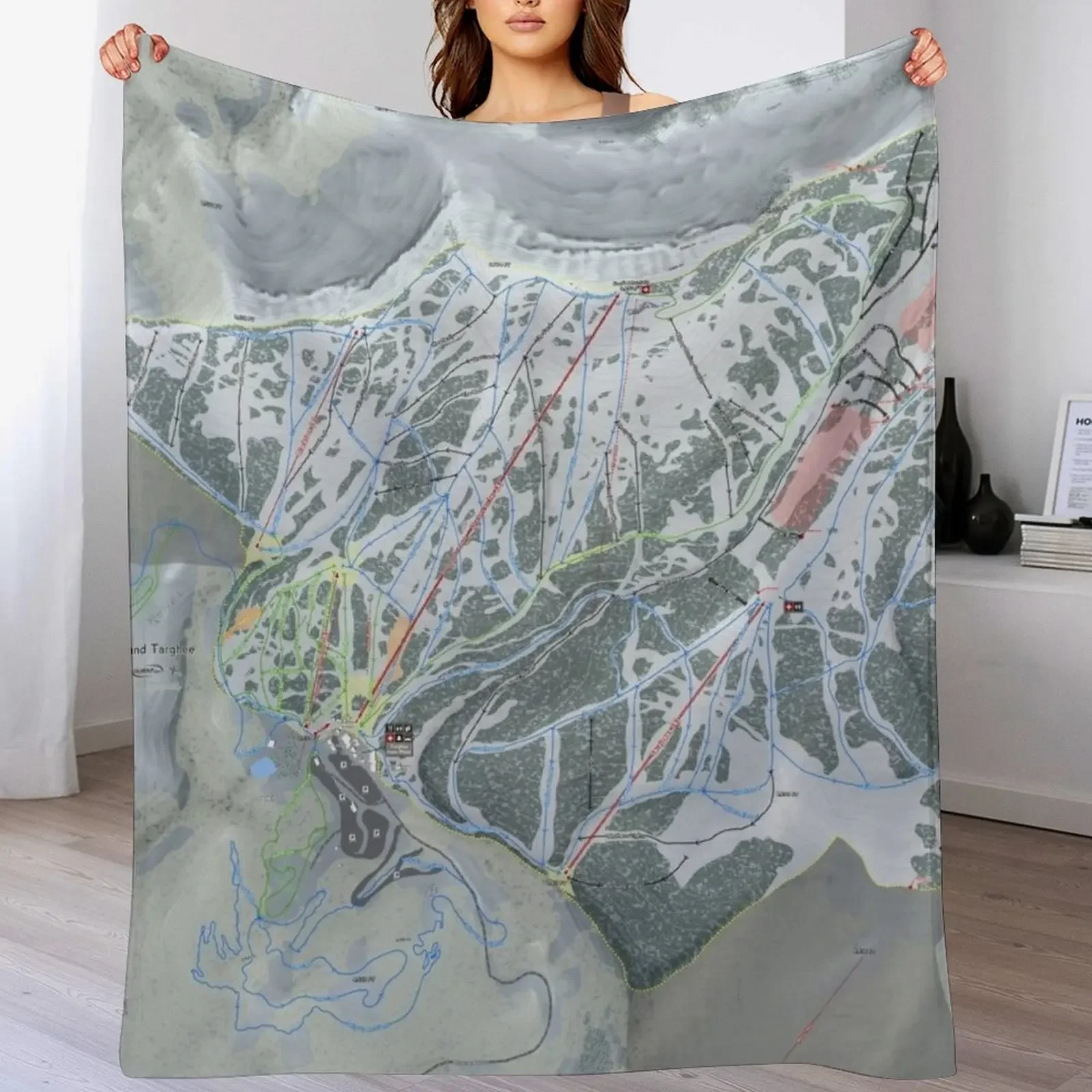 Grand Targhee Resort Trail Map Throw Blanket Decorative Sofa Decorative Beds Luxury Thicken Blankets