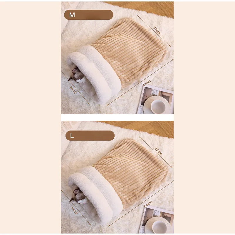 Katzenschlafsack, warm, flauschig, geschlossener Tunnel, Katzenbett für Hauskatzen, Katzenhöhlenbett, gemütliches, selbstwärmendes Haustierbett für Kätzchen – Detail 8