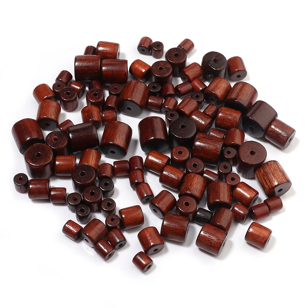 20/50pcs Natural Cylindrical Wood Beads Bucket Shape Loose Beads For Jewelry Making DIY Buddhist Bracelet Accessories6/8/10/12mm