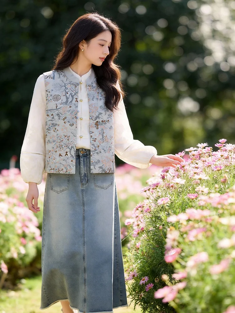 

plus Size Women's Faion Set Tee Pieces National Sle Vest irt f Skirt Spring 2026 New Arrival Comfortable Polyester