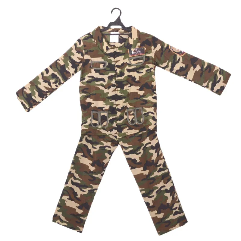 Boys Girls Special Forces Soldier Costume for Child Kids Army Military Camouflage Occupation Uniform Game Role Play