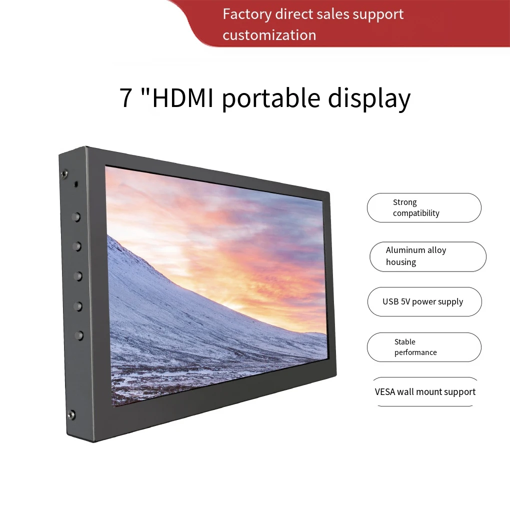 7Inch Computer Touch Screen HDMI Mini Monitor IPS High-definition LCD Interface Small Screen For Laptops Touch Screen + Stand