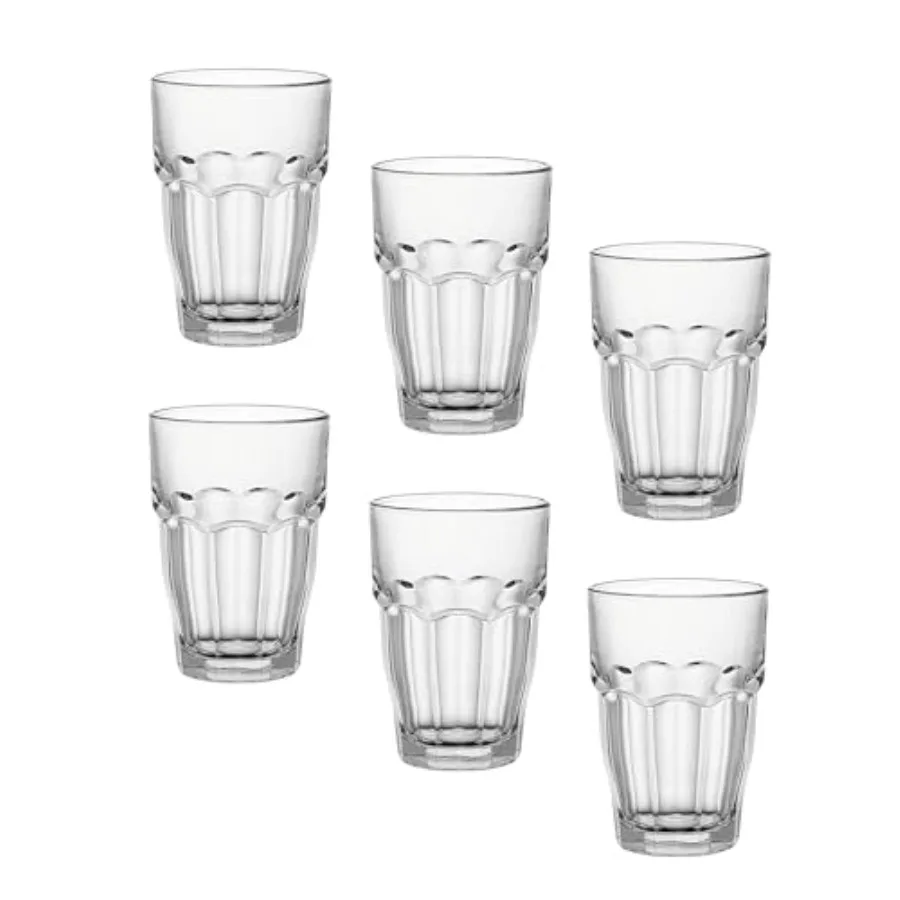 Rock Bar Stackable Beverage, Set Of 6 Dishwasher Safe Drinking Glasses For Soda, Juice, Milk, Coke, Beer, Spirits Durable Tempe