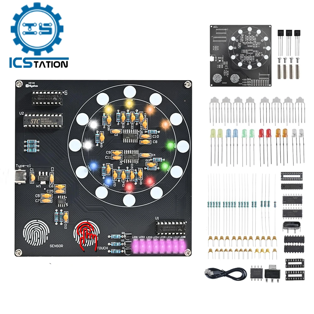 インタラクティブrgb-led-diyはんだ付けプロジェクト-タッチホバー＆スライドコントロール付き-stem学習キット-教室の生徒や趣味を持つ方へ