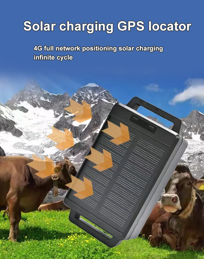 4G Solar GPS Tracker for Cattle Cow Horse Sheep IP67 Waterproof Livestock Tracking Device Anti-lost Real-time Farm Smart GPS