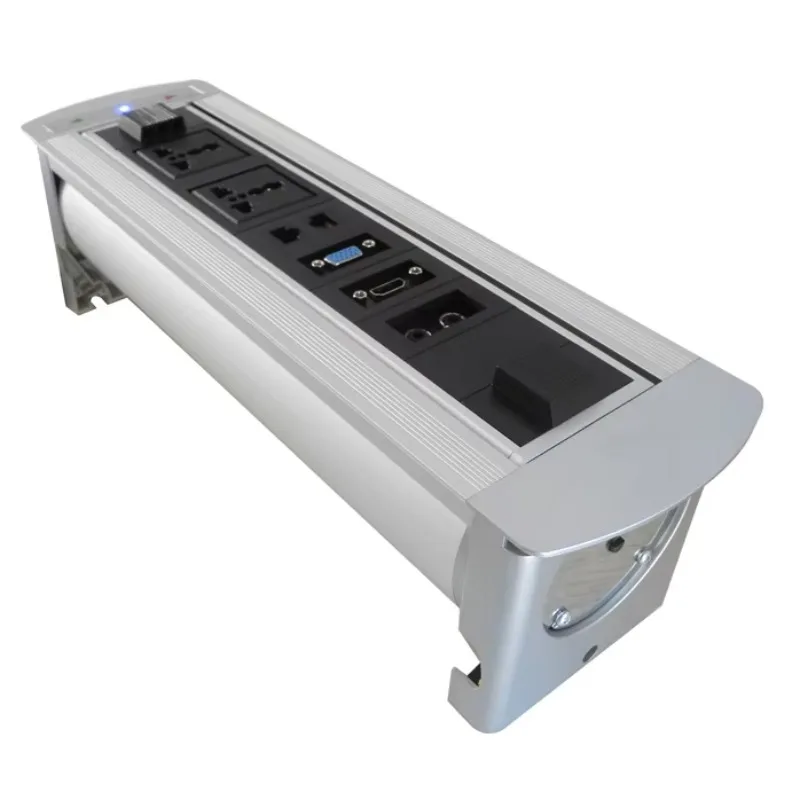 Lega di alluminio nascosta nel tavolo Presa di corrente universale Motorizzata Flip up Rotary Desk Presa pop up Scatola di presa
