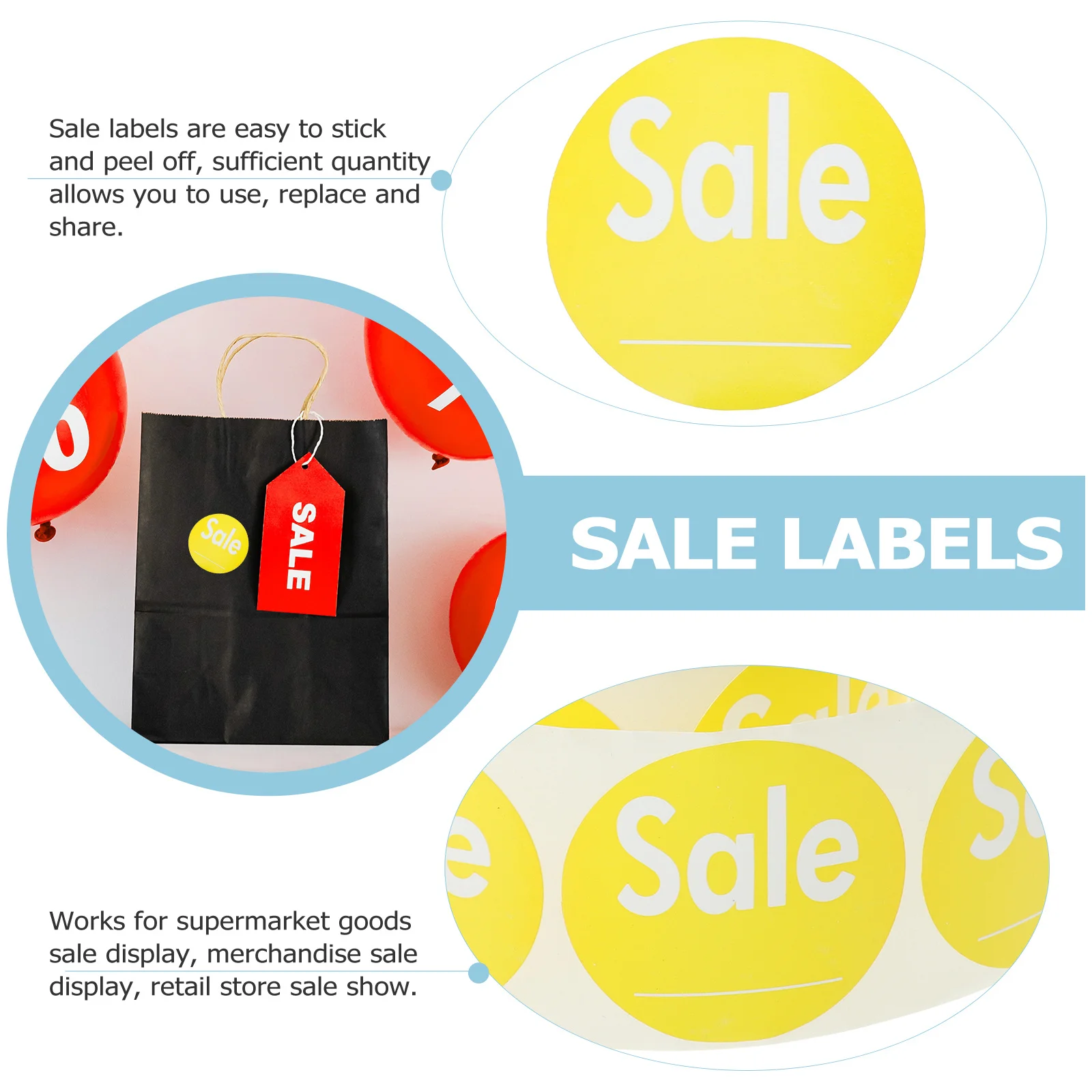 

2 Rolls Circular Removable Stickers Adhesive Paper For Retail Store Sale Display Resale Shop Labels Bulk Quantity Self-Adhesive
