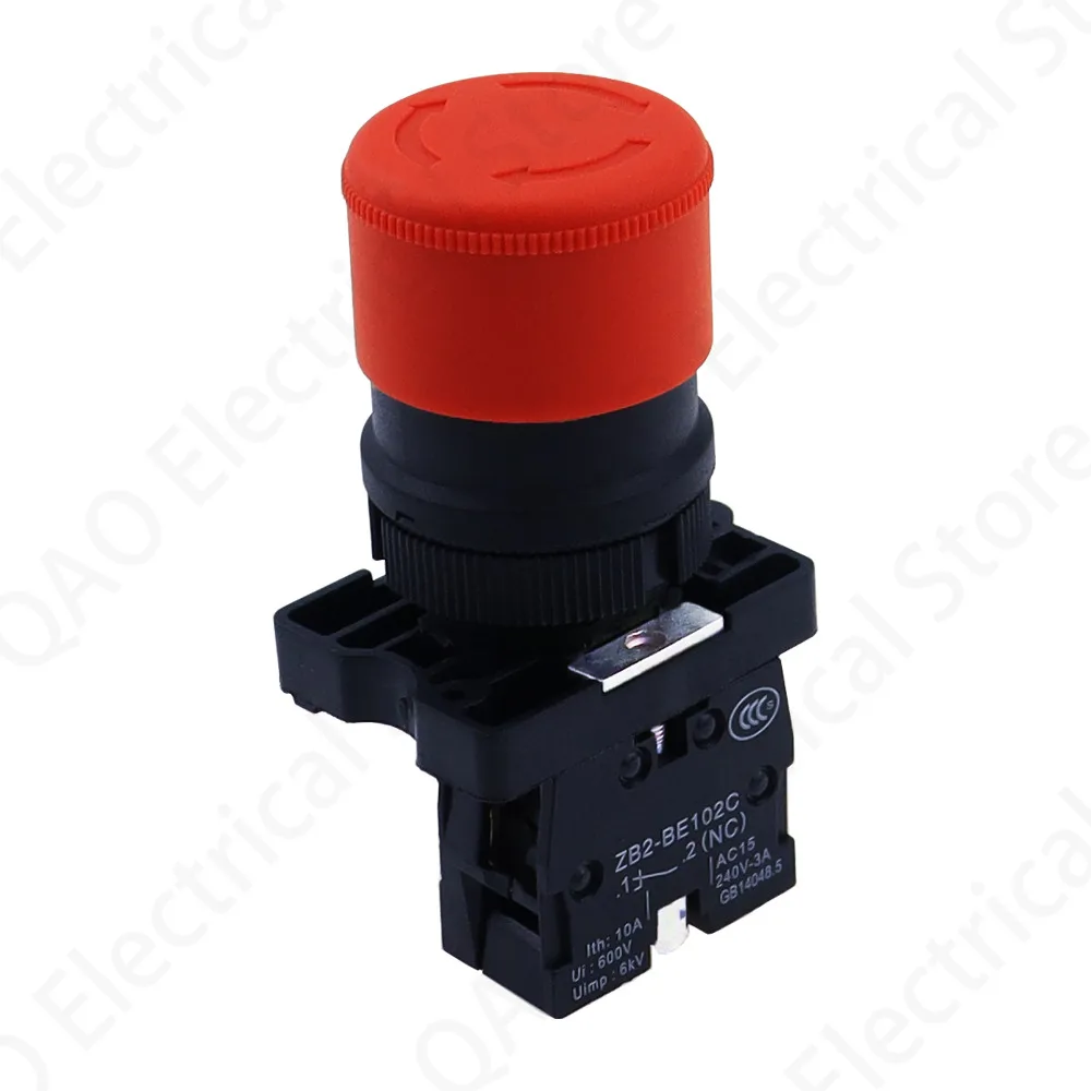 

22mm 1 NC Red Sign Emergency Stop Push Button Switch 600V 10A ZB2-BE XB2