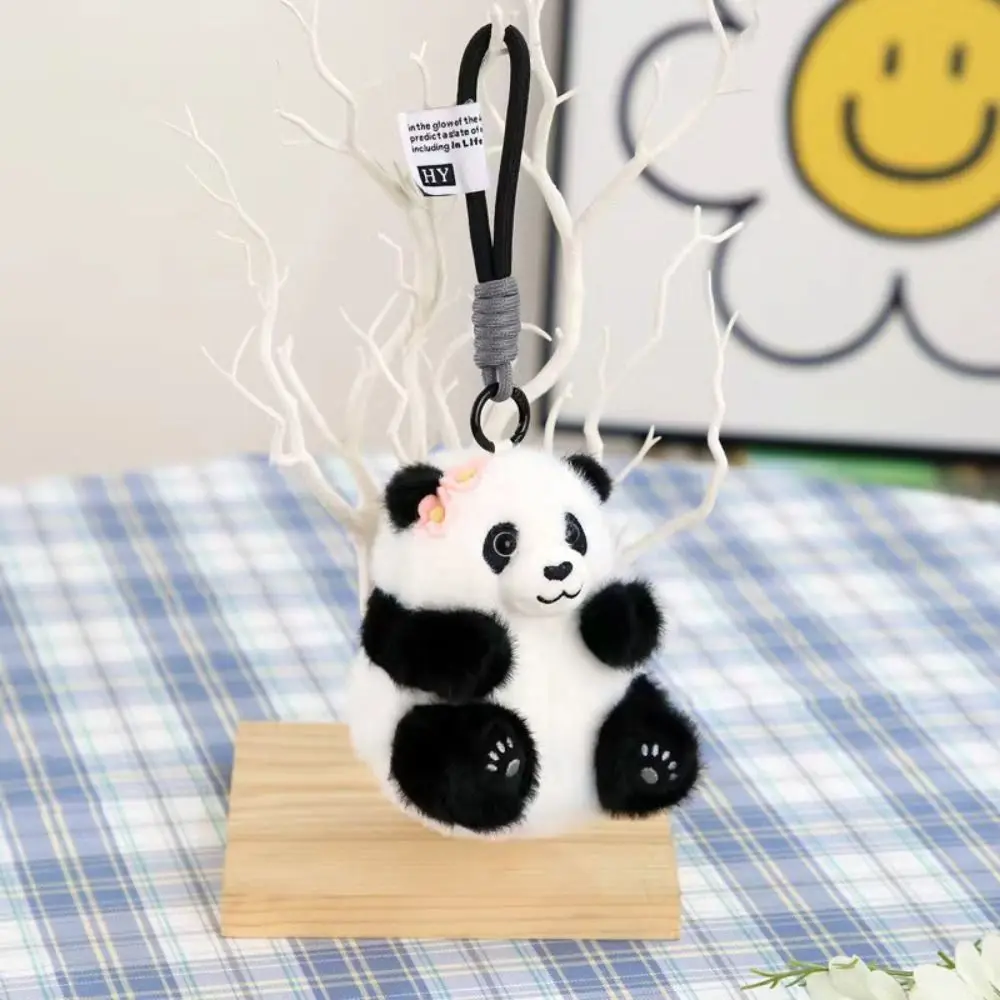 จําลอง Panda Plush ของเล่นจี้เครื่องประดับคอลเลกชันสัตว์ Panda พวงกุญแจการ์ตูน Fluffy Plush Creative Keyring