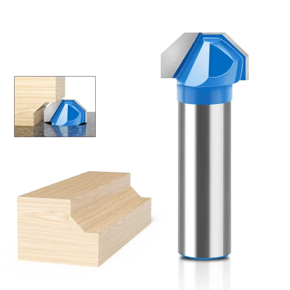 1pc 12mm 1/2 Solid Carbide V Shape Tenon Cutting Bits Knife Flat-bottomed Milling Cutters Router Bit for Wood Door Window