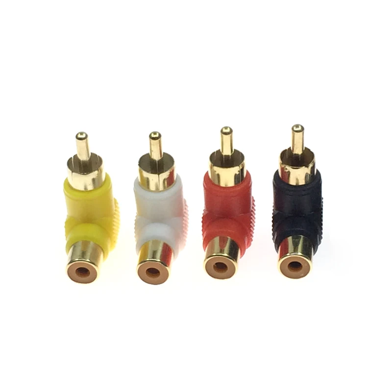 1Pcs 90 Degree RCA Right Angle Connector Plug Adapters Male To Female M/F 90 Degree Elbow Audio Adapter