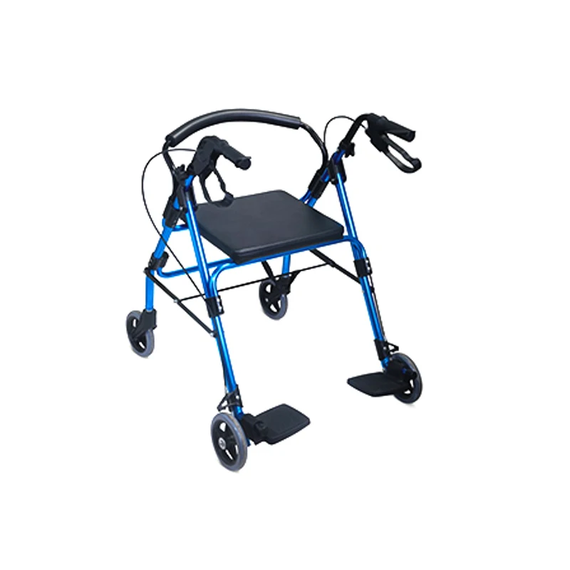 Directional vertical folding walker Back upright rolling mobile walker with seat padding and armrests