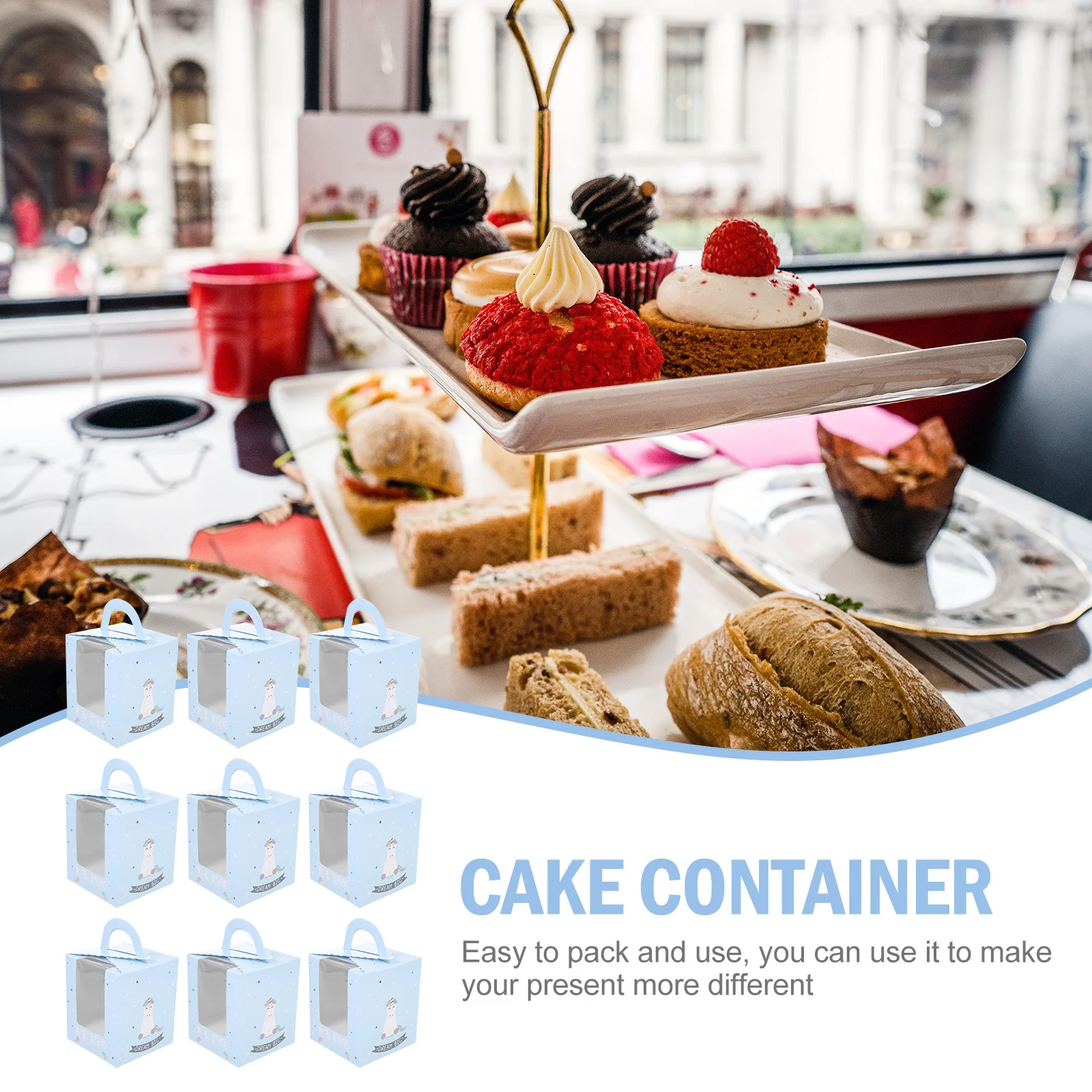 

50Pcs Cake Boxes Paper Decorative Wrapping Light Weight for Cheesecake Muffin Cupcake Storage Bakery Use