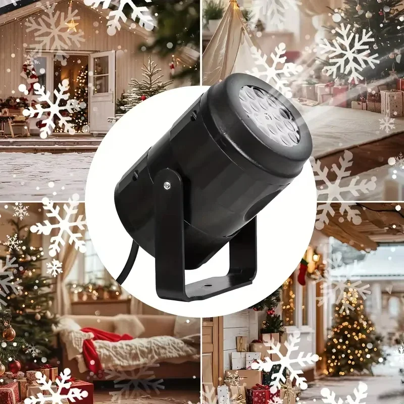 USB Snowflake Projector Light White Rotating LED Stage Lamp Christmas Holiday Party Atmosphere Decor Indoor Home New Year Gift