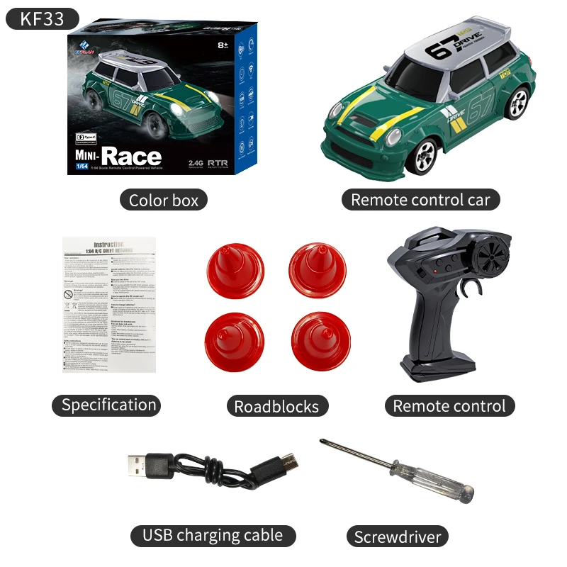 KF20 1:64 RC Drift Auto 2,4G High-Speed-Rennwagen Allrad Mini Desktop Fernbedienung Auto Elektrische Spielzeug elektrische Spielzeug Kinder