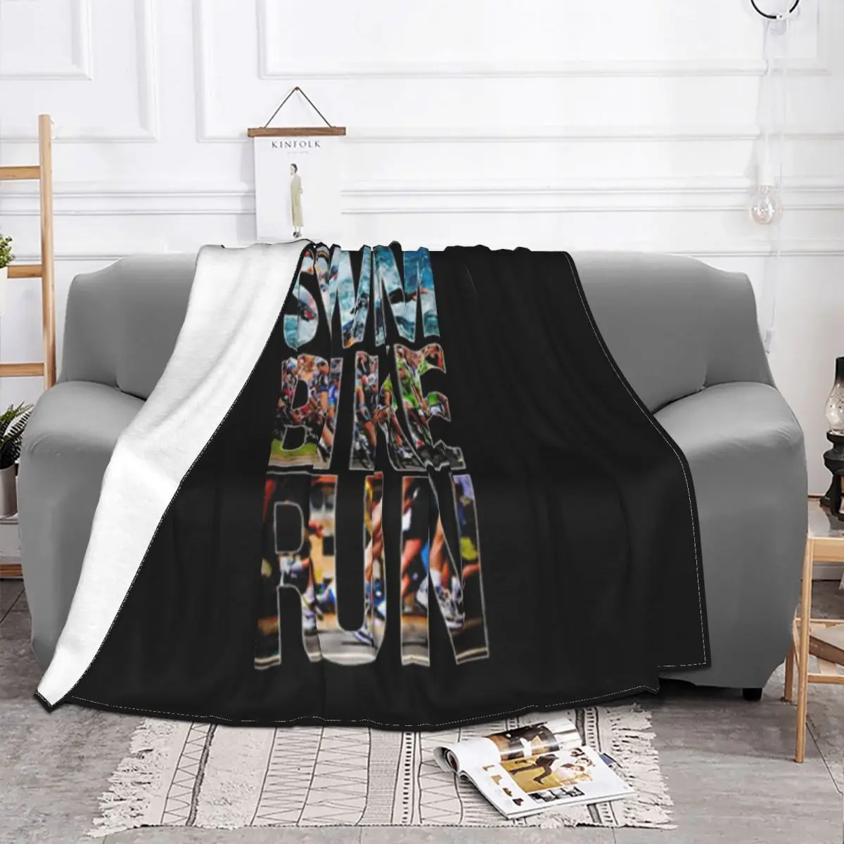 Swim Bike Run Triathlon Personality Male Teenage On Sale Leisure Many Colors Leisure Youth Middle Aged Throw Blanket