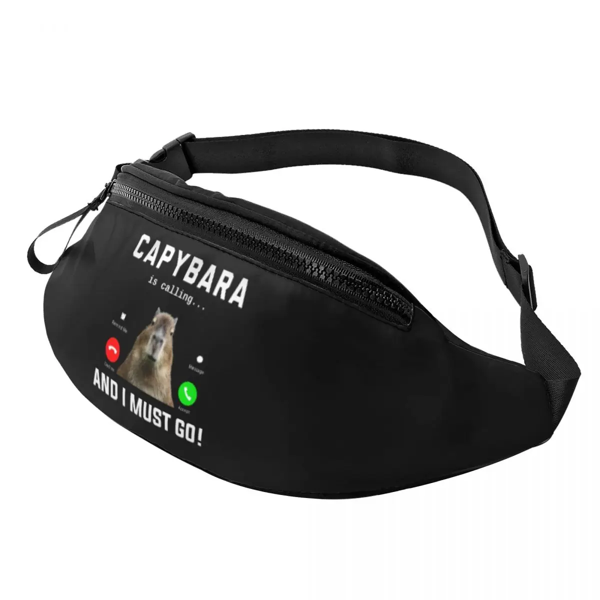 Custom Funny Capybara Is Calling Fanny Pack for Women Men Humor Animal Lover Crossbody Waist Bag Travel Hiking Phone Money Pouch