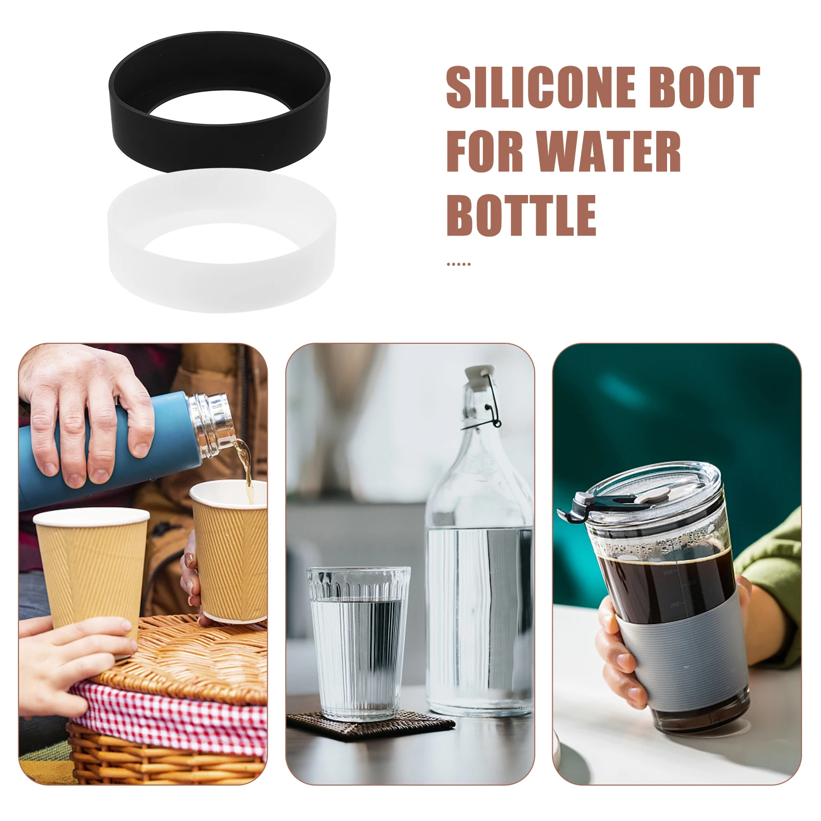 

4Pcs Anti-Scratch Silicone Boot for Water Bottles Heat Insulation Bottom Sleeve Practical Cup Cover Non-Skid Bottle Boot
