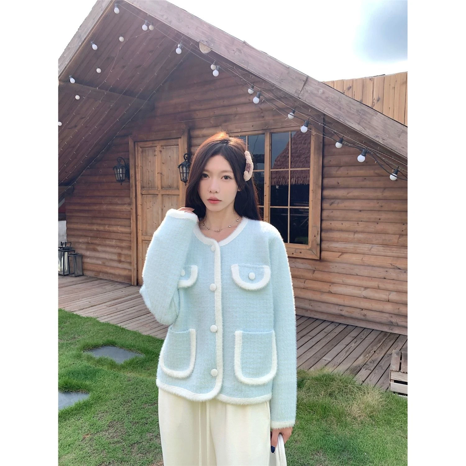 부드러운 니트 오픈 가디건 여성용 가을 겨울 신상 아우터웨어 럭셔리 안티에이징 젠틀 윈드 탑 라운드 넥 롱 슬리브