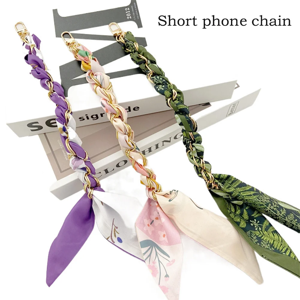 Ladies  Handbag accessories handbag short chain silk scarf handbag handle, shoulder strap Hand-woven wrist strap, new series