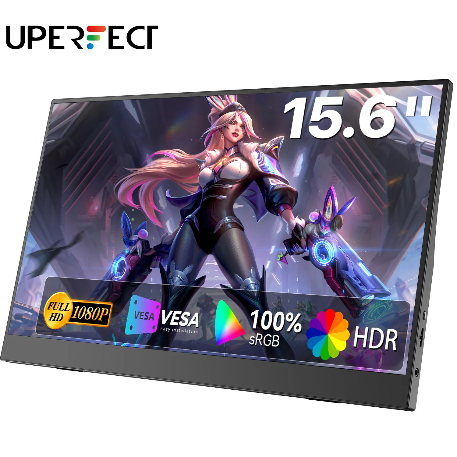 

Портативный монитор UPERFECT 15,6 дюйма, 60 Гц, 1920*1080, IPS-экран 16:9 для ноутбуков, Xbox, PS4/5, Switch, TV Box, ПК, мобильных устройств и Mac