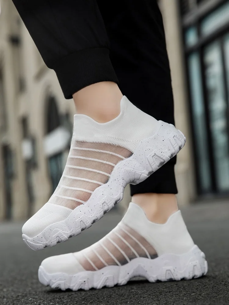 

Summer Breathable Anti-Slip Plus Size Couple's Mesh Casual Shoes Men's Shoes Cross-border Slip-on Driving Slippers Women