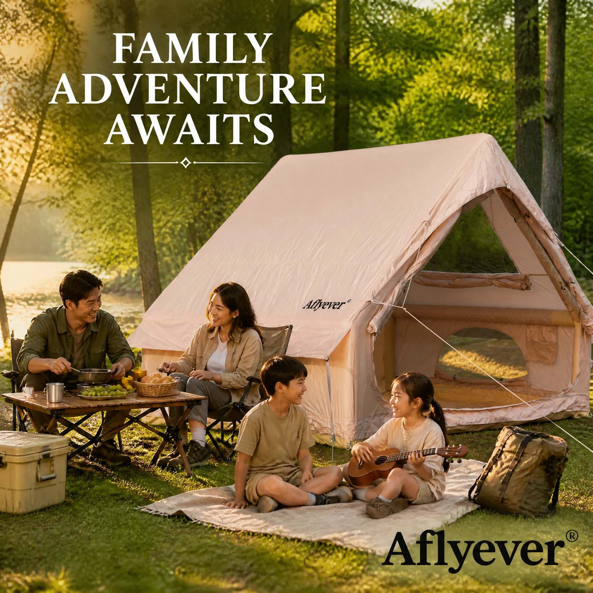 Aflyever 6.3 ㎡   Aufblasbare Campingzelte Deluxe-Aufblaszelte für 4-8 Personen. Schnell, haben Sie Outdoor-Sonnenschutz, geeignet für Aktivitäten wie Wandern, Picknicks, Ausflüge in den Garten.