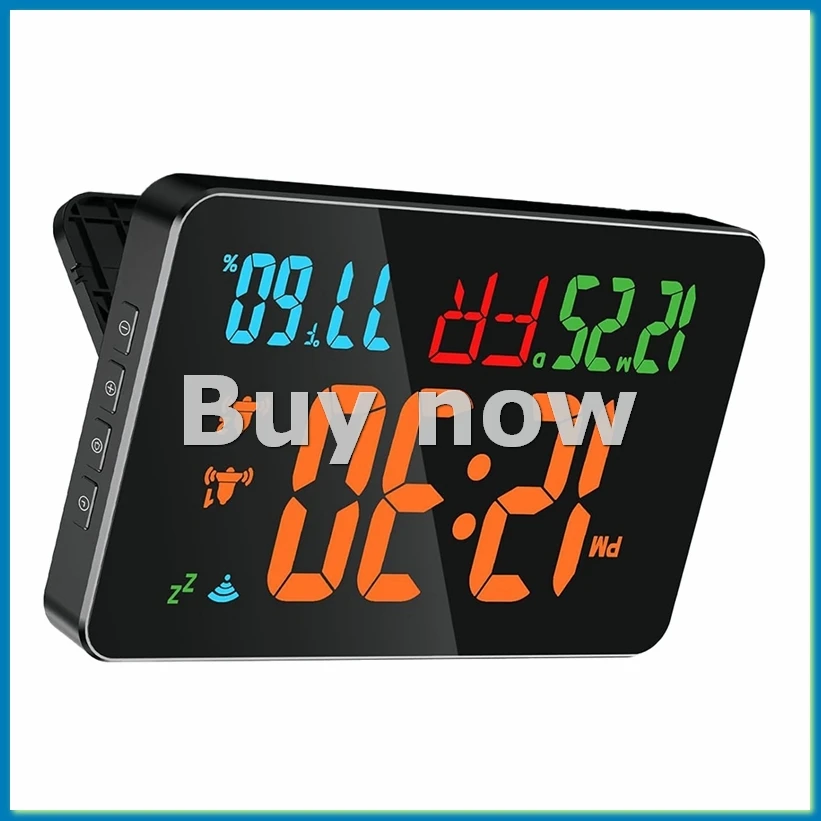 Digital Clock Alarm Clock WiFi Clock, Extra Large Letters, Temperature & Humidity, Calendar, Week,B-A55K