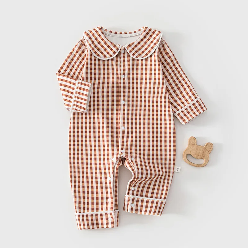 Girls' Jumpsuit 2026 New Children's Striped Fashionable Retro Sweet Lace Doll Collar Versatile Spring and Autumn Pajamas