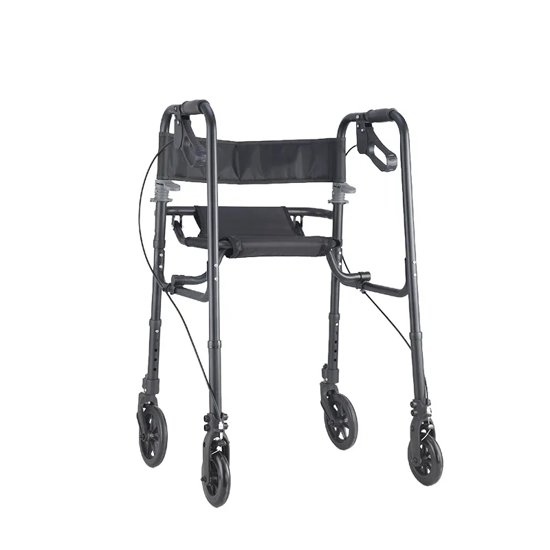 Por         Multi-Functional Wheeled Rollator | Lightweight Aluminum Alloy Height-Adjus         Walker