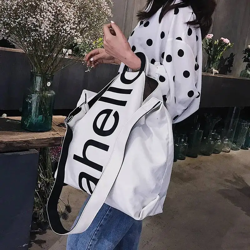 Big Bag Female 2018 New Canvas Women\'s Fashion Letters Portable Tote Bag Broadband Wild Large Capacity Handbag