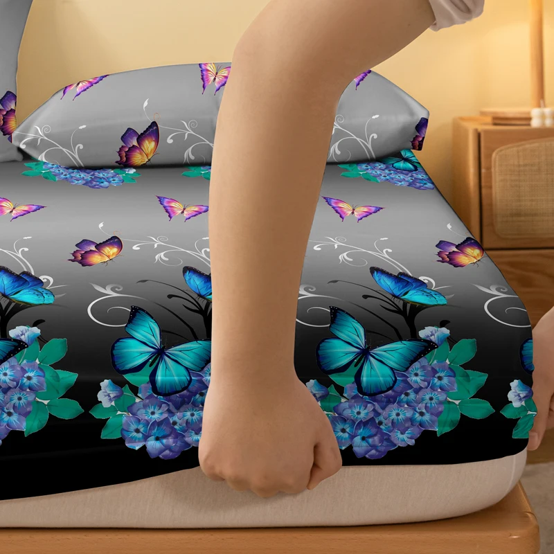 1 Piece of Flower Flying Butterfly Dance Pattern Frosted Bedsheet, Bedroom Printed Bedspread, Bedding (Excluding Pillowcases)