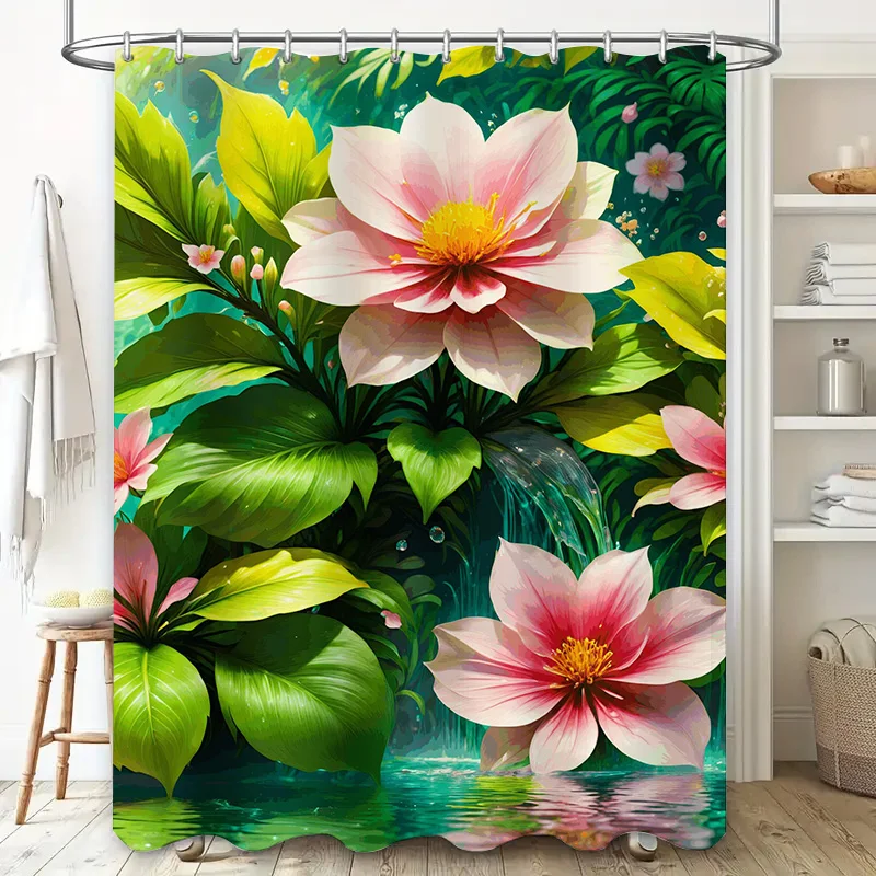 Luxury Bath Shower Curtain Waterproof Print Decorative Flower Garden Home Decoration Pink 180x240cm Free Shipping + $5.99 Return