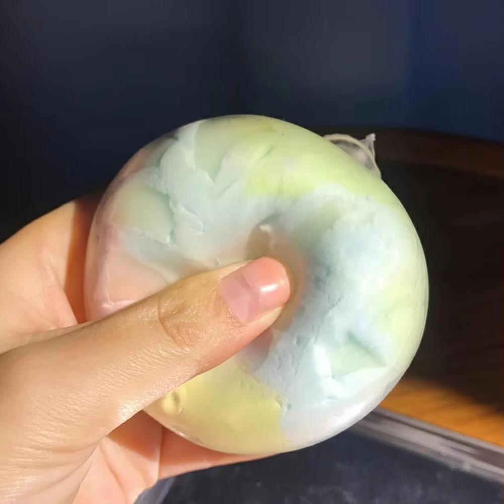 Colorful Fragment Filled Jelly Squishy Ball Toy TPR Fluid Squeeze Fidget Toy Pastel Swirl Super Soft Stretchable Stress Relief