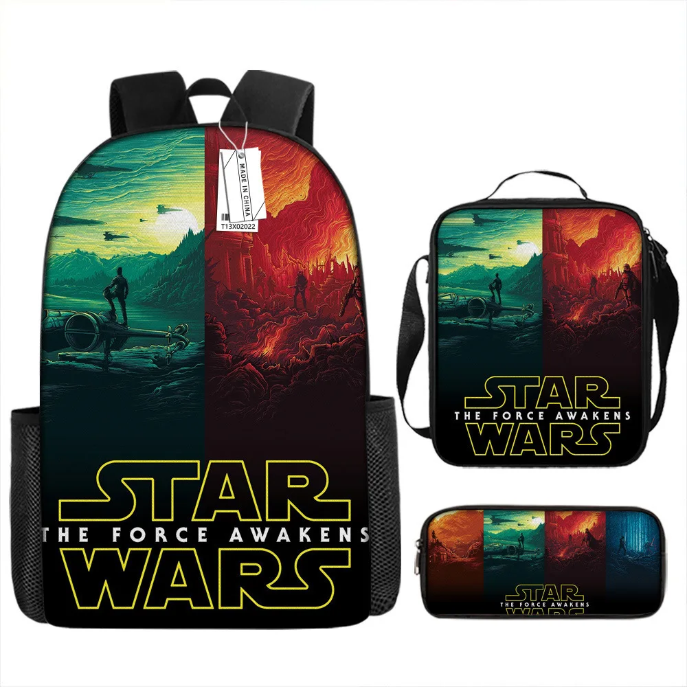Juego de 3 uds de mochila de Star Wars para niños y niñas, bolso escolar para estudiantes con estuche para lápices, bolso de hombro, regalo para fanáticos