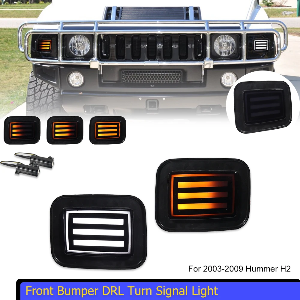 

2 шт. дымчатый светодиодный передний бампер DRL указатель поворота для Hummer H2 2003-2009 годов