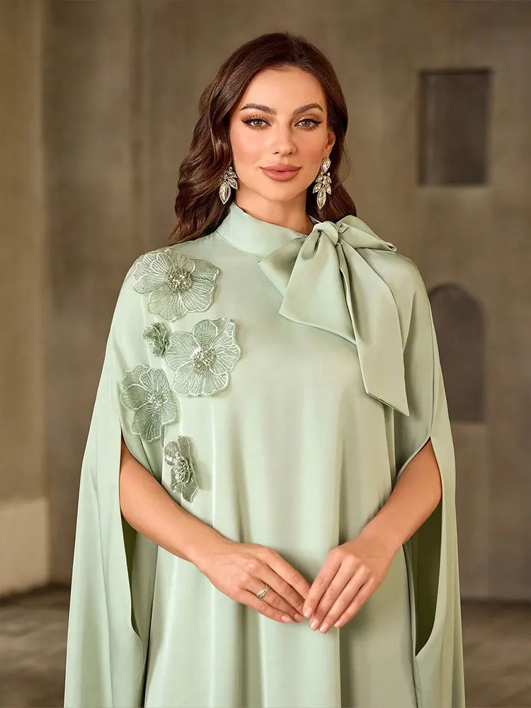 Neue Eid Mubarak Muslimische Frauen Bowknot Maxi Kleid Abayas Lose Dubai Türkei Kaftan Ramadan Jalabiya Kaftan Party Kleider Arabischen Robe