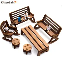 Casa de muñecas mecedora para niños, minimesa, silla, muebles de jardín, juguete de simulación, 1/12